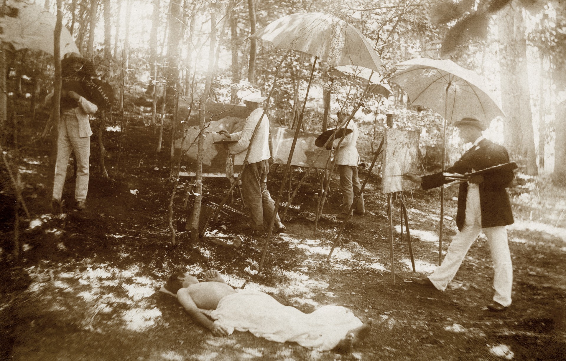 Malklasse en plein air bei Professor Paul Hoecker, 1895